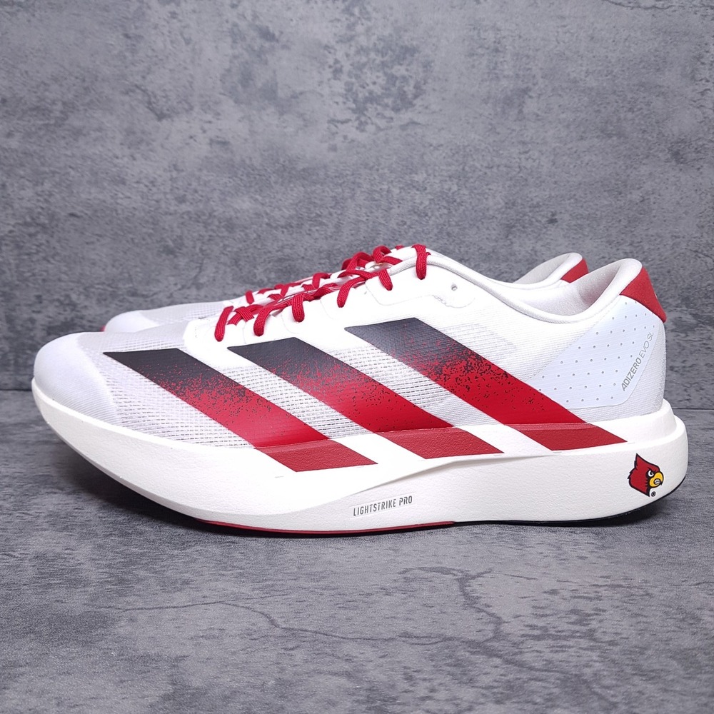 ADIDAS Adizero EVO SL Louisville Cardinals Running Shoes Mens 15 White Red